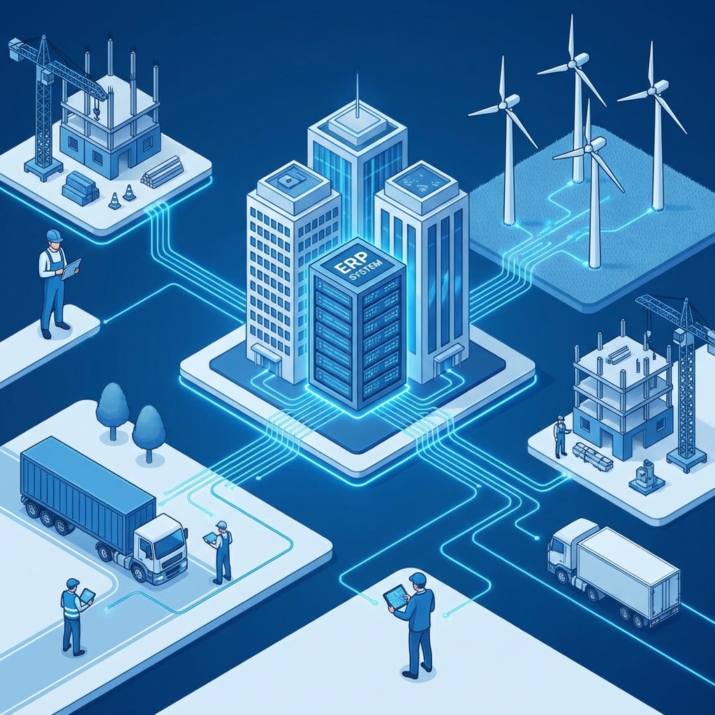 תרשים זרימת מידע בין שטוח ל-ERP